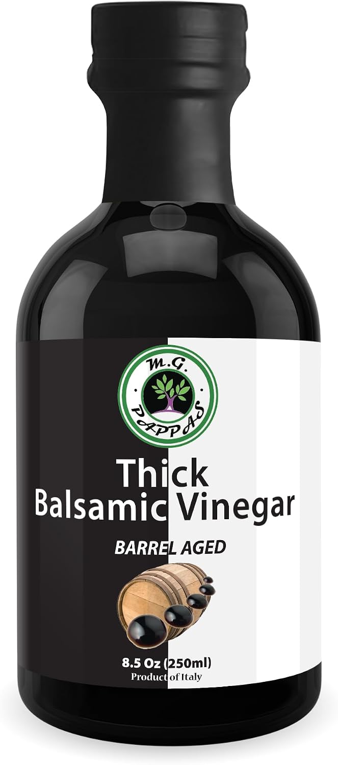 M.G. PAPPAS Thick Aged Balsamic Vinegar from Italy - Gourmet Balsamic Italian Vinegar - A Great Addition to Vinaigrettes, Salads & Dressings - No Preservatives, No Added Sugar - 8.5 Fl Oz (250ml)