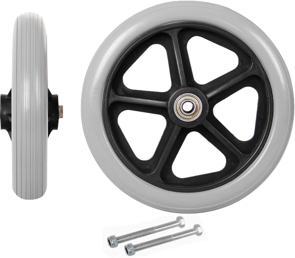 WORDFUN 6" 7" 8" Front Wheelchair Wheel, Wheel Replacement Parts for Wheelchairs, Solid Tires Front Wheel, 2pcs Wheelchair Front Castor Wheels, for Handicapped