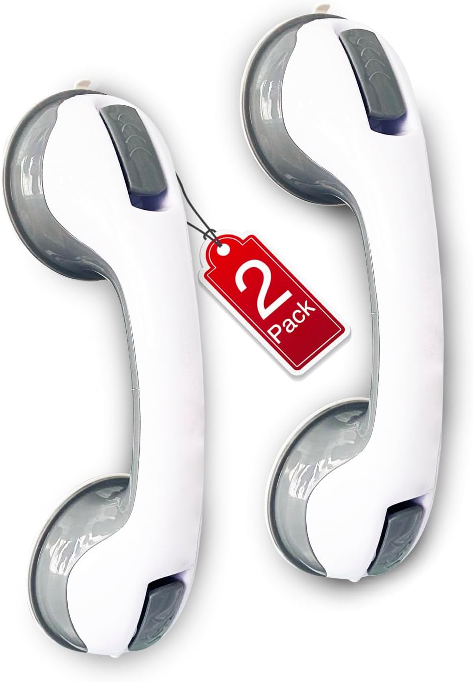 2 Pack Grab Bars for Bathtubs & Showers - Strong Suction Shower Handle, Safety Grab Bars for Seniors & Handicap, Elderly Accessories