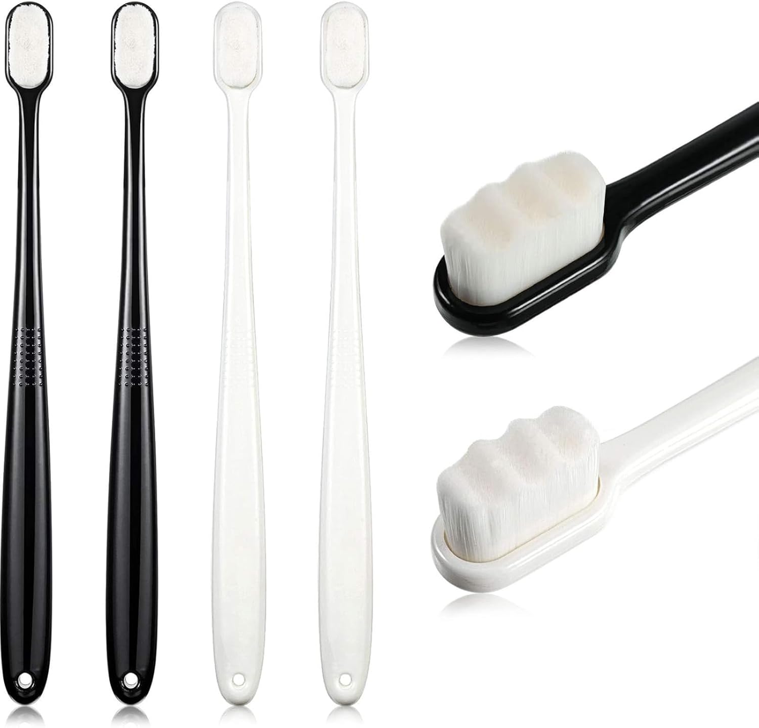 Boao 4 Pieces Extra Soft Toothbrushes for Sensitive with 20000 Micro Nano Bristle for Adult Pregnant Recession Elderly Braces, Protect Fragile(Black, White)