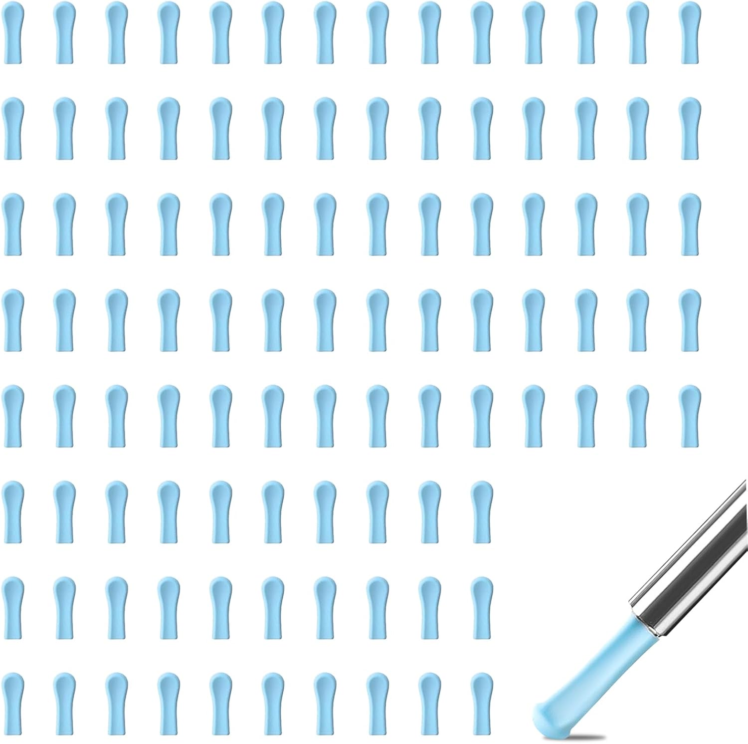 100 Pcs Silicone Ear Wax Removal Tips, Soft Ear Camera Replacement Tips, Hygiene Set Spoon Cleaner Tool Accessories for Wet/Dry Ear (Blue)