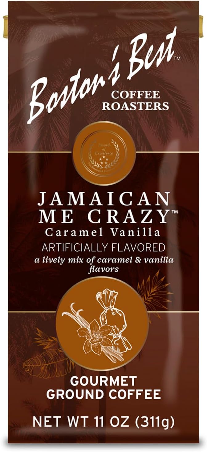 Boston’s Best Coffee - Jamaican Me Crazy Flavored Delicious Gourmet Premium Ground Coffee, 11 oz. / 311 g Bag
