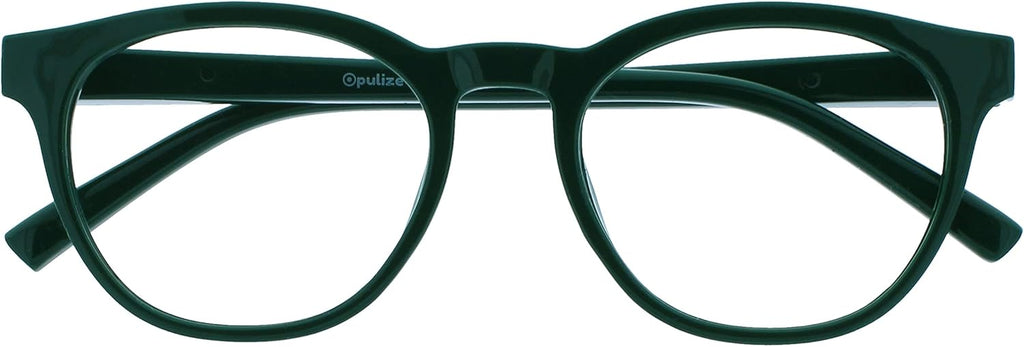 OPULIZE BLU Blue Light Blocking Reading Glasses for Women Men, Cool Round Frame with Anti-Glare Computer and Gaming Eyewear, UV and Eyestrain Protection, Green +1.50 (Pack of 1)