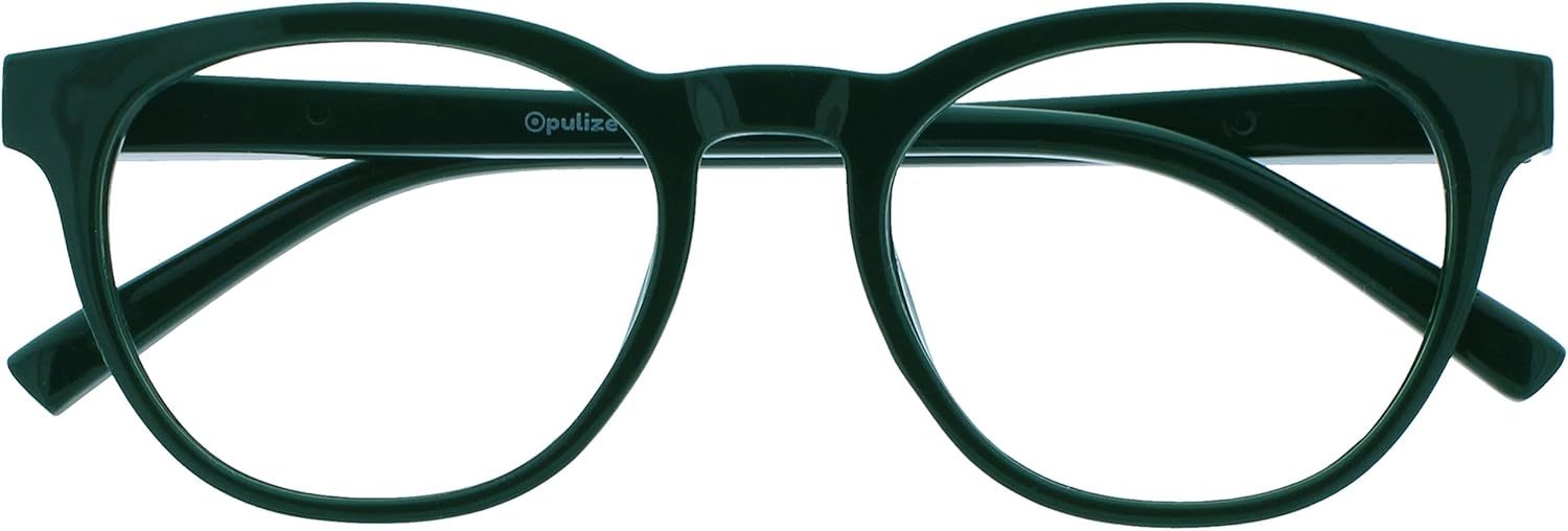OPULIZE BLU Blue Light Blocking Reading Glasses for Women Men, Cool Round Frame with Anti-Glare Computer and Gaming Eyewear, UV and Eyestrain Protection, Green +1.50 (Pack of 1)