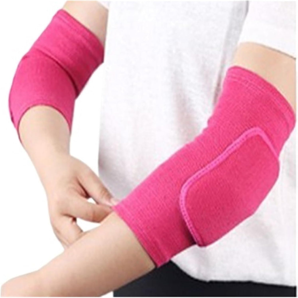 Elastic Elbow Pads Thickened Sponge Elbow Knee Protectors Guard Basketball Volleyball Sport Arm Sleeve Pad(2pcs Rose red,M)
