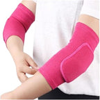 Elastic Elbow Pads Thickened Sponge Elbow Knee Protectors Guard Basketball Volleyball Sport Arm Sleeve Pad(2pcs Rose red,M)