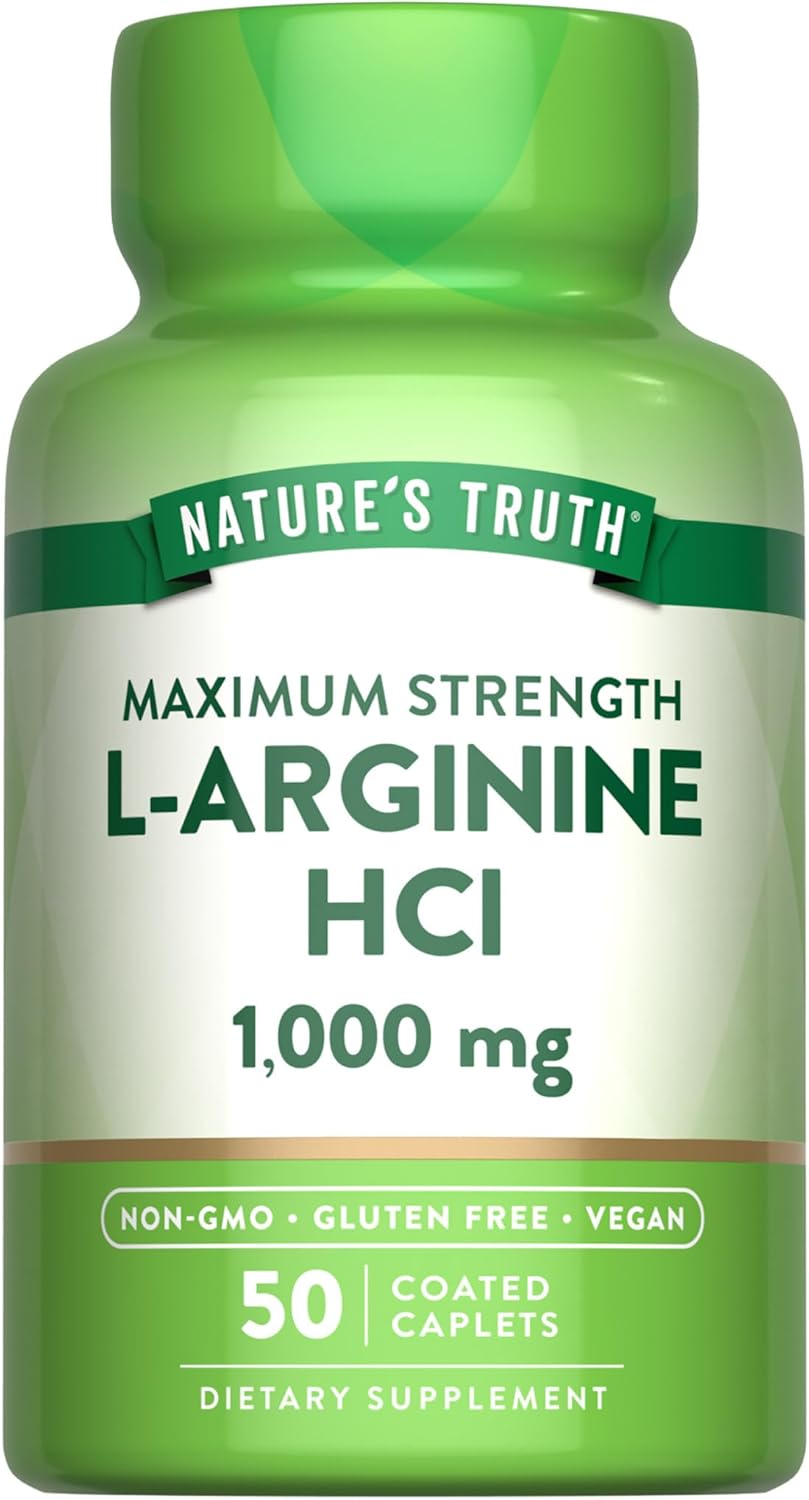 Nature's Truth L-Arginine HCL 1000mg | 50 Caplets | Essential Amino Acid Supplement | Vegan, Non-GMO & Gluten Free Supplement