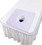 Massage Table Cover Towel with Face Cradle Hole, Premium Fitted Sheet with Locked Edges (White Square)