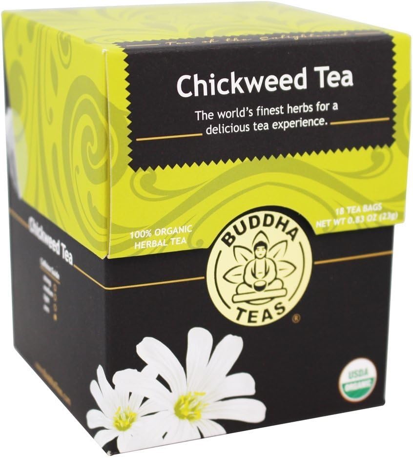 Buddha Teas Organic Chickweed Tea - OU Kosher, USDA Organic, CCOF Organic, 18 Bleach-Free Tea Bags