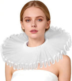 TQTYOY Elizabethan Ruffle Neck Clown Collar,Clown Costume Accessories for Women Men Medieval Costume Halloween Cosplay Party