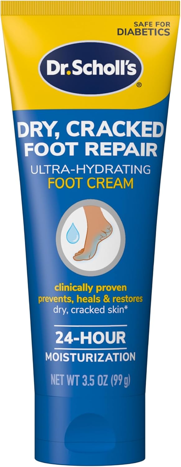 Dr. Scholl's Dry, Cracked Foot Repair Ultra-Hydrating Foot Cream Moisturizer, 3.5 oz, Skin Care Foot Lotion with 25% Urea for Dry Cracked Feet, Heals and Moisturizes for Healthy Feet