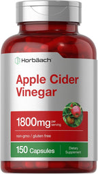 Horbäach Apple Cider Vinegar Capsules | 1800mg | 150 ACV Pills | Non-GMO, Gluten Free Supplement