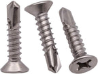 #10 x 3/4" Phillips Flat Head Sheet Metal Screws, Stainless Steel 410 Self Drilling Screws for Metal, Countersunk Head, Phillips Drive, Self Tapping, 100 Pack