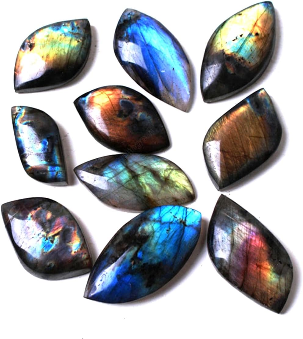 10Pcs Natural Labradorite Crystal Pendant Polished Stone Healing Palm Irregular Stones Rainbow Healing Meditation Birthday Gifts AL-10PCKIT