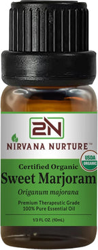 Sweet Marjoram Essential Oil, USDA Certified Organic, 100% Pure Undiluted, Aromatherapy Oil for Diffuser, Hair & Skin Care