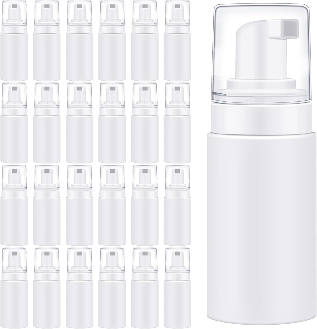 50 Pcs Foam Pump Bottles 1oz/30ml Plastic Mini Empty Dispenser Refillable Travel Soap Foaming Bottles for Lash Shampoo Hand Soap Cosmetics Portable Travel Pack(White)