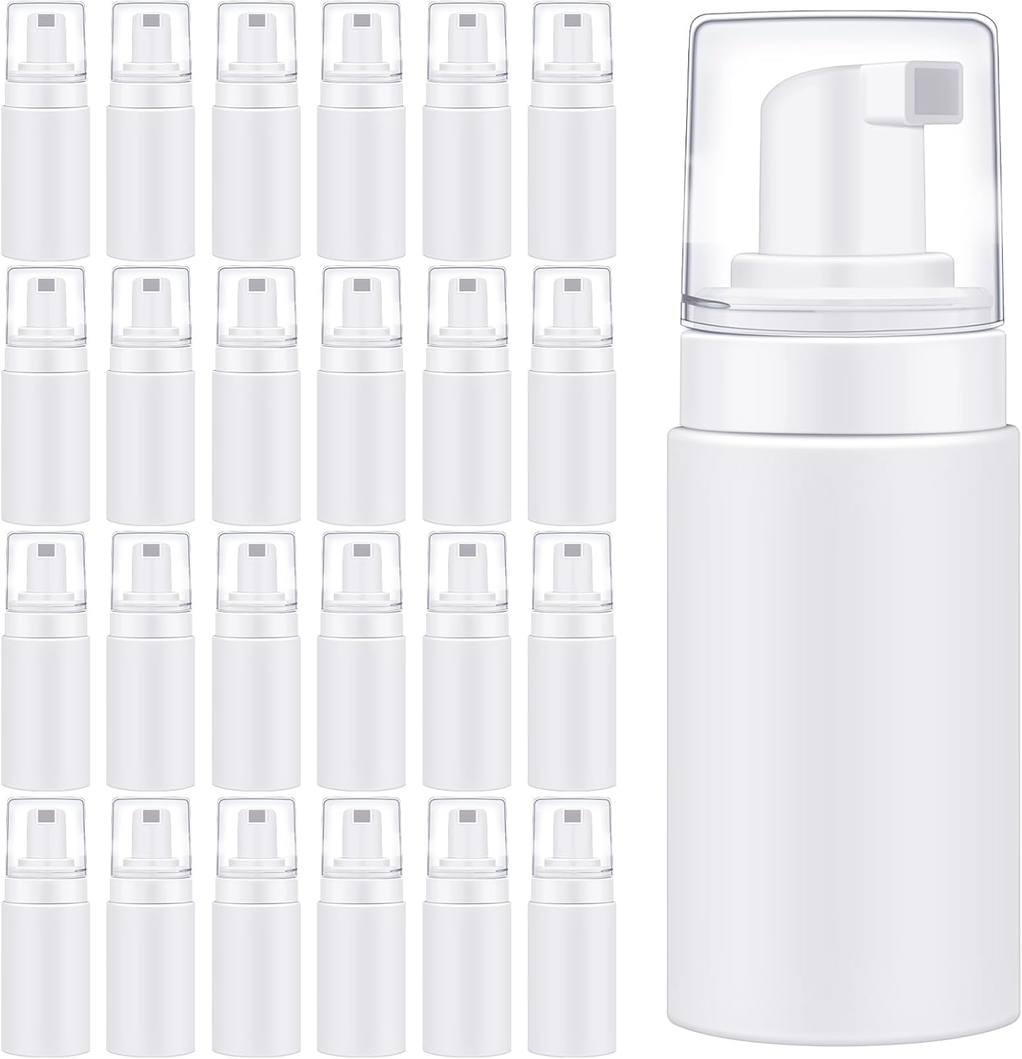 50 Pcs Foam Pump Bottles 1oz/30ml Plastic Mini Empty Dispenser Refillable Travel Soap Foaming Bottles for Lash Shampoo Hand Soap Cosmetics Portable Travel Pack(White)