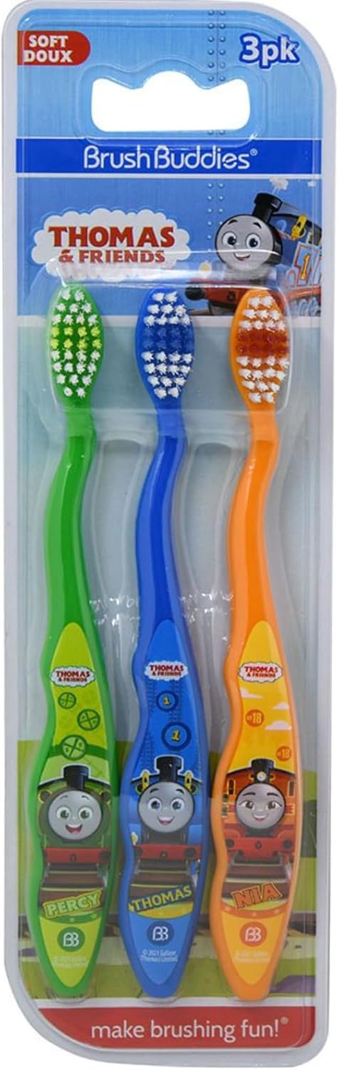 Brush Buddies Thomas & Friends Toothbrush for Kids, Toddler Toothbrushes, Children's Toothbrushes, Soft Bristle Toothbrushes for Kids, 3PK