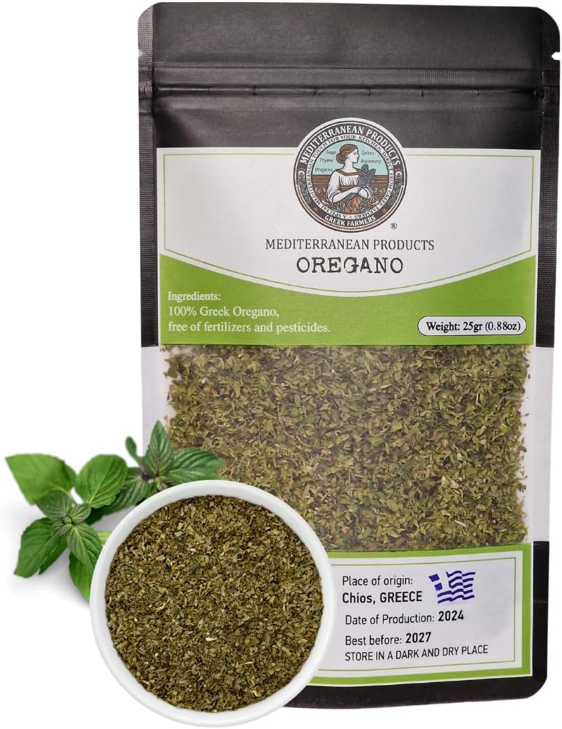 Mediterranea Products Greek Oregano – Traditionally Dried & Hand-Picked Premium Oregano Leaves – 100% Natural Dried Oregano Direct from Greek Farmers (25 Grams)
