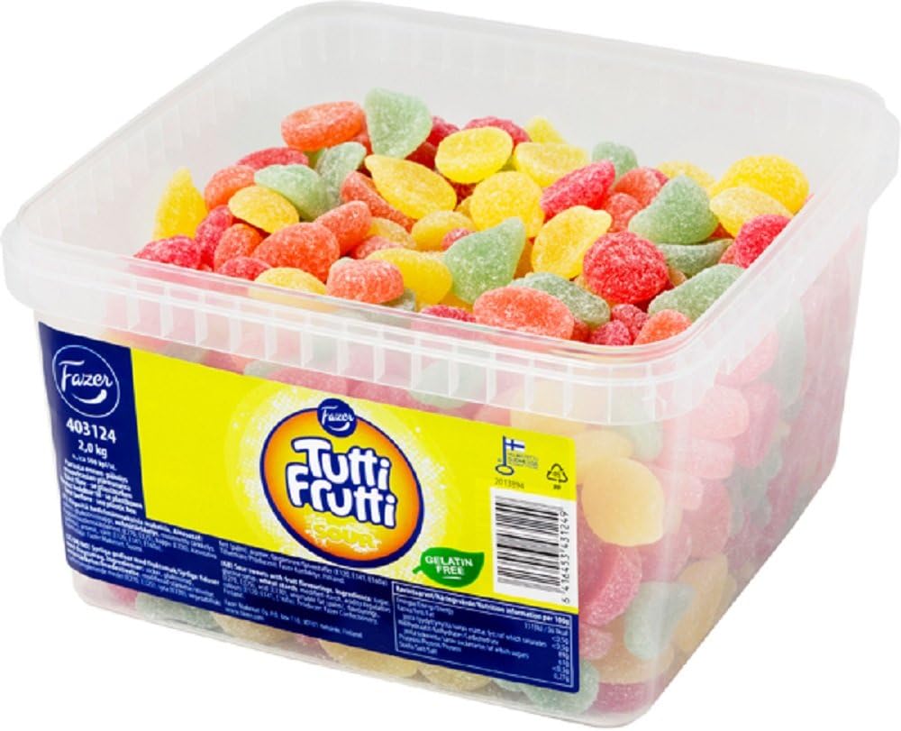Fazer Tutti Frutti Sour - Gelatin Free - Fruity - Wine Gums - Candies - Assorted Sweets - Box 2,0 kg