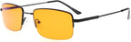 Eyekepper Computer Reading Glasses-Better Sleep Readers-97% Blue Light Blocking-Memory Titanium Half-Rim Men, Dark Orange Tinted Lens(Black, 1.50)