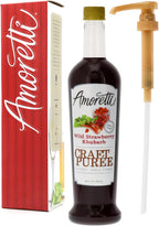Amoretti - Strawberry Rhubarb Craft Puree 750ml - Perfect for Brewing, Cocktails, and other Beverages, Made of Real Fruit, No Preservatives, Filtered, Super Concentrated, Fully Pasteurized, TTB Registered