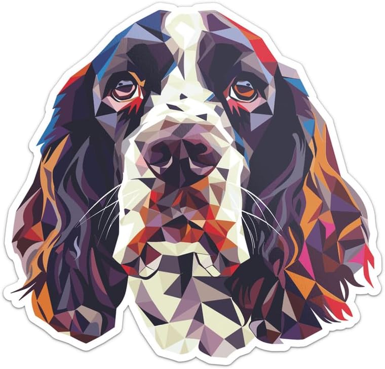 Generic Triangulated English Springer Spaniel Dog Sticker - Vinyl Waterproof Decal Quirky Gift Idea for Car, Laptop, Wall, Window, Book Cases, Water Bottle, Bumper Sticker Size - 3'' Longer Side