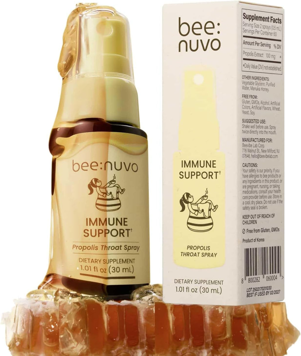 Propolis Throat Spray – Bee Propolis & Manuka Honey, Soothing Throat Comfort, Immune Support, Gluten-Free, Alcohol-Free, Non-GMO, Keto, 1.01 fl oz