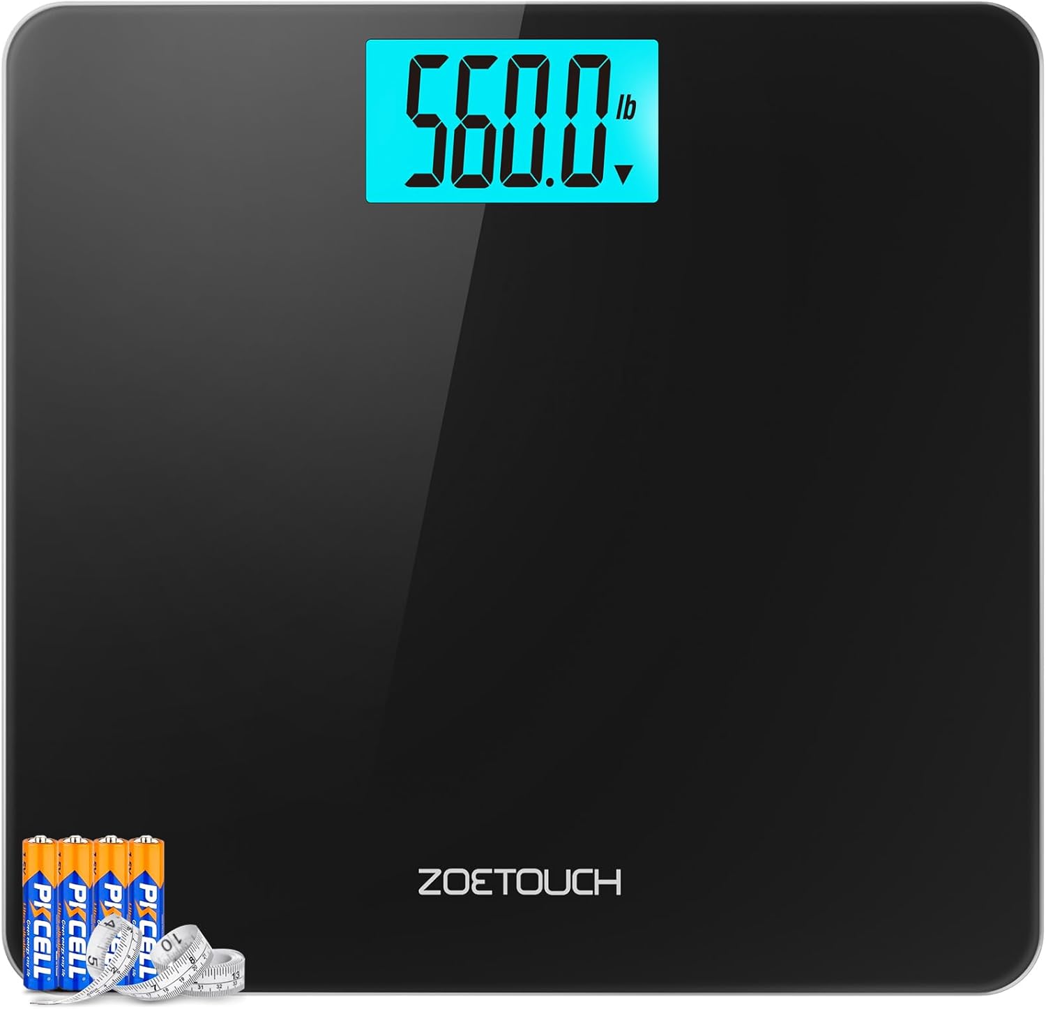 ZOETOUCH 560lbs Bathroom Scale for Body Weight Over 500 lbs, Accurate Digital Weighing Machine with Wide Platform 12.2" x 12.9", Large Backlit LCD Display,High Capacity for Heavy Duty Seniors