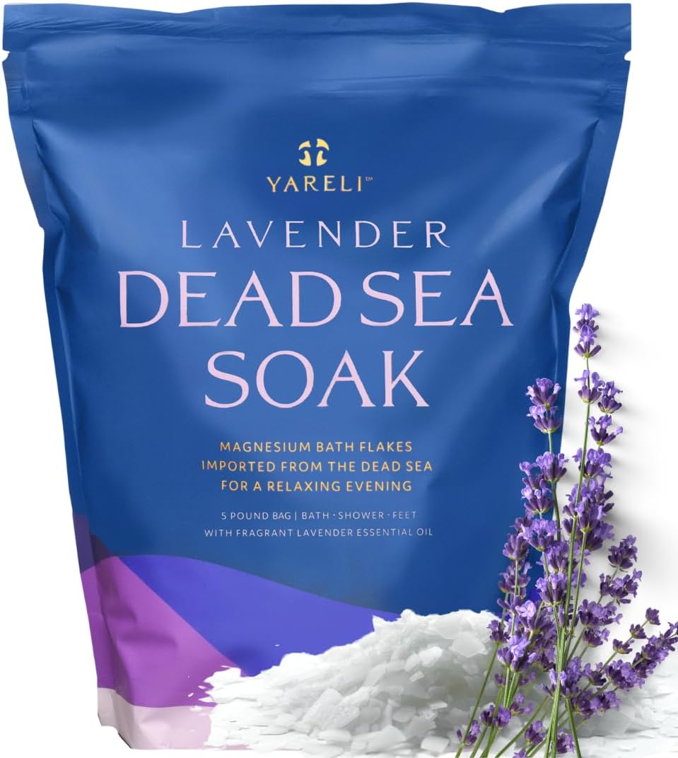 Yareli Magnesium Flakes, 5lb Lavender, Dead Sea Bath and Foot Soak, Alternative to Epsom Salt with Over 250,000mg of Magnesium Chloride Per Bag