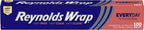 Reynolds Wrap Everyday Strength Aluminum Foil Roll, Freezer Safe and Grill Safe, Great for Foil Packets and Home Cooking, 12 Inches Wide, 100 Total Sq. Ft.