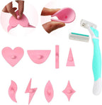 9pcs Pubic Hair Trimmer Stencil,Bikini Shaving Model,Private Area Style Shape Tool,Pube Clipping Template,Charming Intimate Part Pattern,Softly Rubber,Handle Design