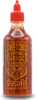 Crying Thaiger Sriracha Sweet Chili Sauce in Squeeze Bottle 18.9 Ounce, Vegan, Gluten Free, Non-GMO, from Thailand (Pack of 1)