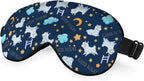 Cute Sheep Sleep Eye Mask Good Night Moon Clouds Stars Silk Eye Mask Sleeping Soft Eye Shade Cover for Men Women Boy Girl Airplane Travel with Elastic Strap