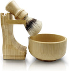 Men's Shaving Kit with Natural Boar Bristle Shaving Brush, Pure Bamboo Shaving Brush Stand with Bowl | Complete Wet Shaving Set for Smooth & Luxurious Shave