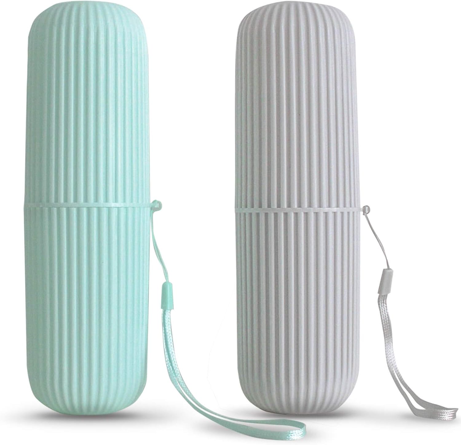 Sunenlyst 2Pcs Travel Toothbrush Holder, Portable Toothbrush Case for Traveling, Camping, Business Trip and School, Multifuction Plastic Toothbrushes Toothpaste Set with Two Colors（Length：7.7"