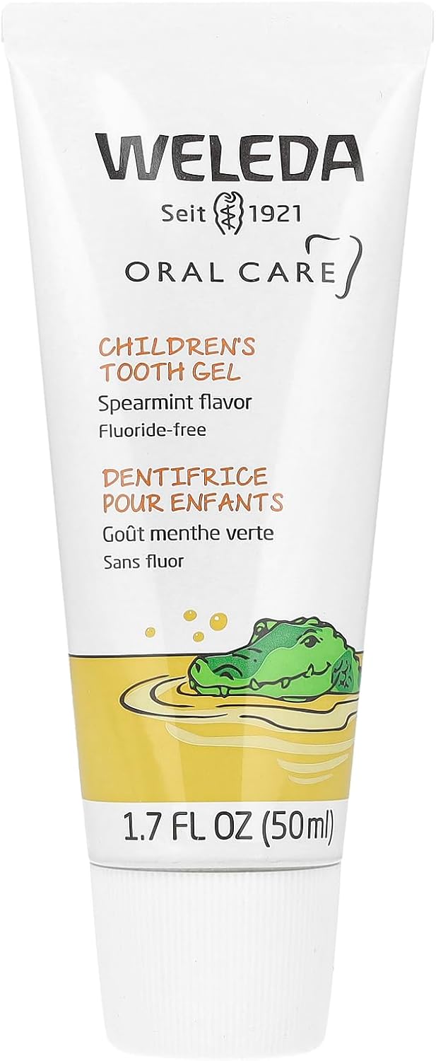 Weleda Oral Care Childrens Tooth Gel, 1.7 Fluid Ounce, Fluoride Free, Spearmint Flavor, Plant Rich Toothpaste with Calendula, Silica and Fennel