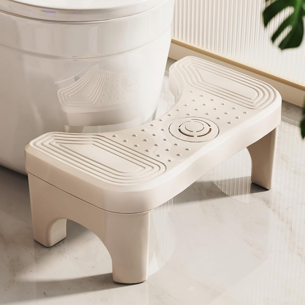 Recximi Toilet Stool Squat, Portable Foot Poop Stool for Bathroom Adults, 7 Inch Pooping Stool Toilet Leg Stand Raiser, Non-Slip Potty Step Bench for Feet, Banco para Baño, Beige