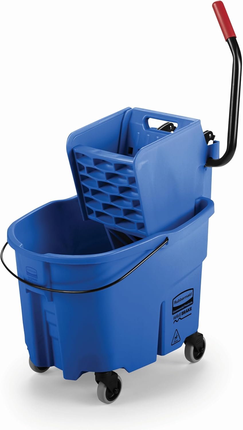 Rubbermaid Commercial Products WaveBrake 35 QT Side-Press Mop Bucket and Wringer Combo on Wheels, Blue, for Heavy-Duty Floor Cleaning