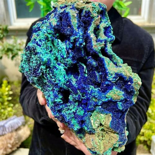 KatLin Natural Stone Natural Azurite symbiotic Malachite Quartz Crystal Mineral Specimen Home Office(Size:50-70g)