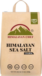 Himalayan Chef Sea Salt Coarse Grain, 5 lb Bag - Pure, Natural, Kosher, Non-GMO, Mineral-Rich, for Cooking, Seasoning, Baking, Grinder Refills