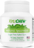 Xylichew Xylitol Gum - Chewing Gum Sugar Free, Aspartame Free, Gluten Free, Keto - Sugarless, Healthy, Natural Oral Care - Relieves Bad Breath and Dry Mouth - Spearmint, 60 Count