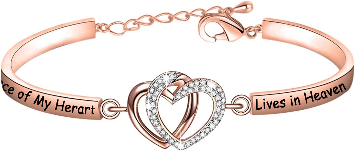 FAADBUK Memorial Jewelry Loss Gift A Piece of My Heart Lives In Heaven Bracelet In Memory of Loved Son Daughter Sympathy Gift