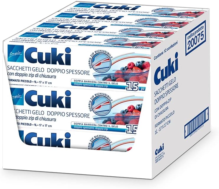 Cuki Double Thick Frost Bags, 17 x 17 cm, 12 Packs, 180 Bags