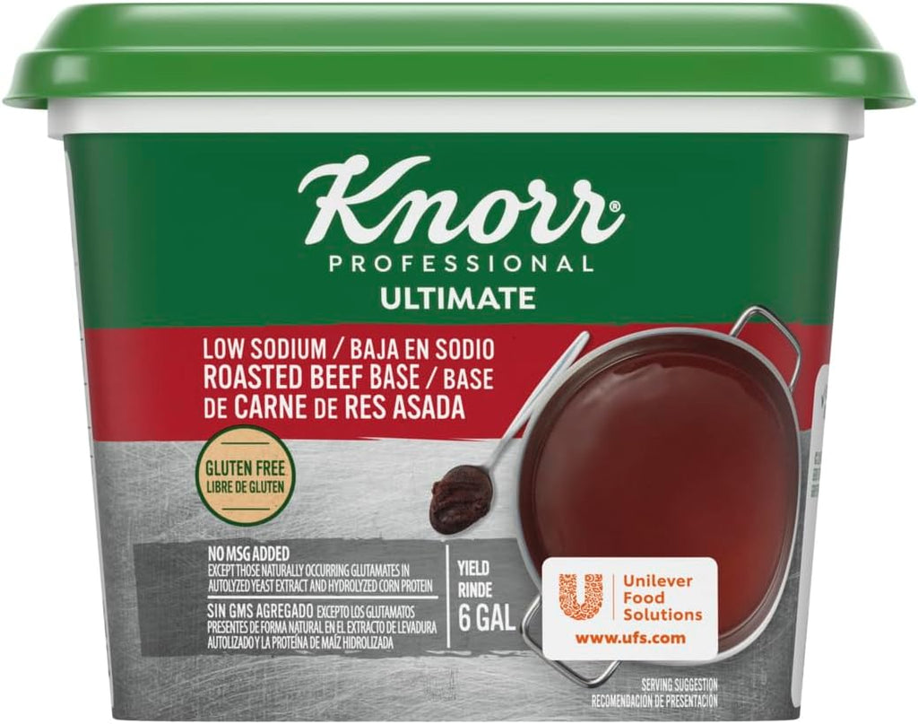 Knorr Professional Ultimate Low Sodium Beef Paste Base Gluten Free, No Artificial Flavors or Preservatives, No MSG added, Colors from Natural Sources, 1 Pound (Pack of 6)