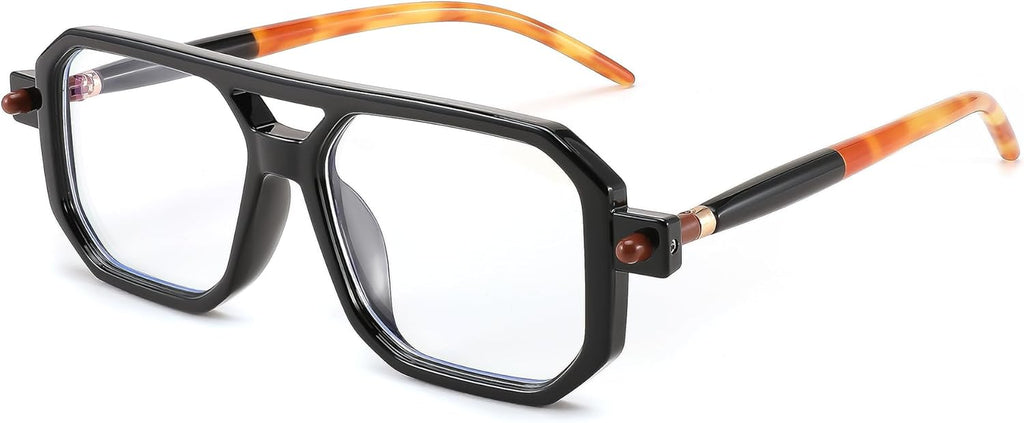 FEISEDY Reading Glasses Vintage Square Blue Light Blocking Glasses Women Men 70s Flat Aviator Glasses B0090