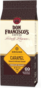 Don Francisco's Caramel Ground Coffee, Medium Roast – 100% Arabica, Flavored Coffee, 12 oz Bag