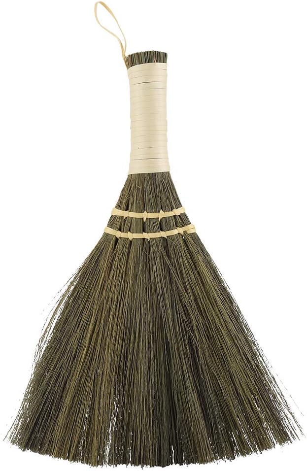 Handmade Little Broom, Straw Braided Small Broom for Indoor Outdoor, 10.2 Inch, Natural Plant Material