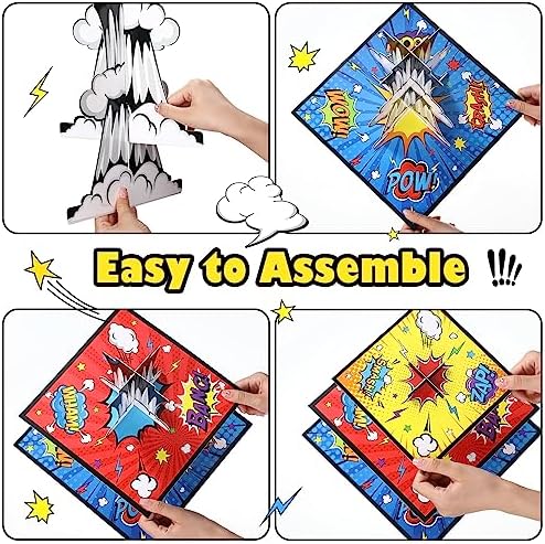 Zopeal 3 Tiers Hero Cupcake Stand Decoration Hero Theme Birthday Decoration Cupcake Tower Action Dessert Holder Table Display for Comic Book Birthday Party Decor Supplies