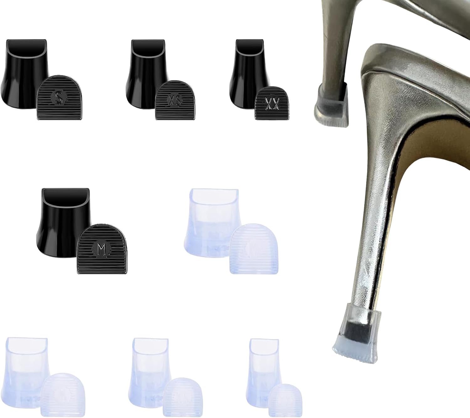 8 Pairs High Heel Protectors, Non-Slip Anti-Noise Heel Caps for High Heel,High Heel Cap for Wedding,Grass,Gravel,Wetlands,Wooden,Tile Outdoor&Indoor Events,Heel Tips & Heel Stoppers for Stiletto